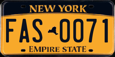 NY license plate FAS0071