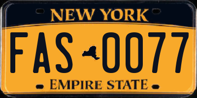NY license plate FAS0077