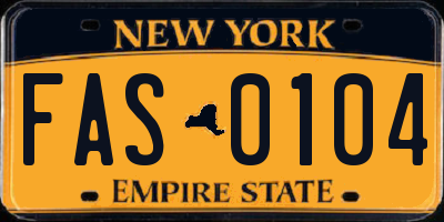 NY license plate FAS0104