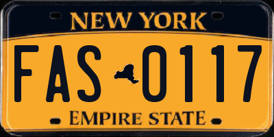 NY license plate FAS0117