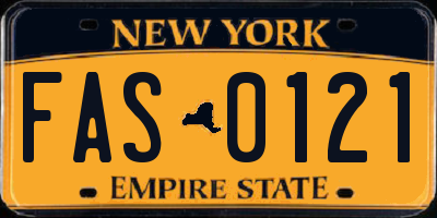 NY license plate FAS0121