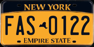 NY license plate FAS0122
