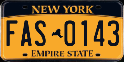 NY license plate FAS0143