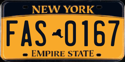 NY license plate FAS0167