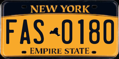 NY license plate FAS0180