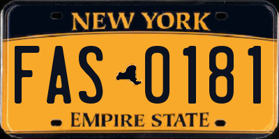 NY license plate FAS0181