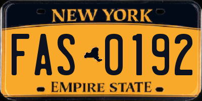 NY license plate FAS0192