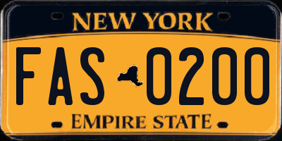 NY license plate FAS0200