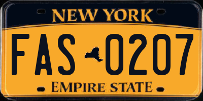 NY license plate FAS0207