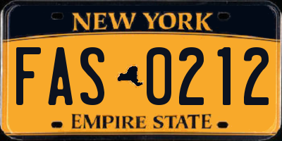 NY license plate FAS0212