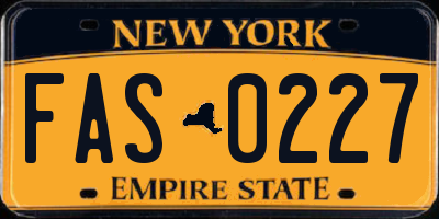 NY license plate FAS0227