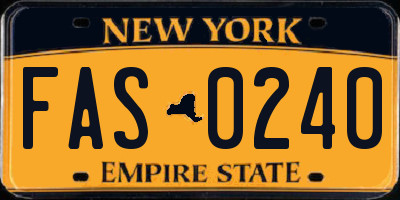 NY license plate FAS0240
