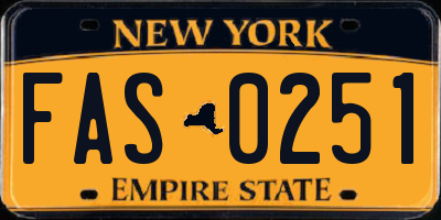NY license plate FAS0251