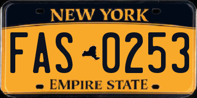 NY license plate FAS0253