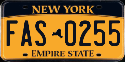 NY license plate FAS0255