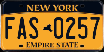 NY license plate FAS0257