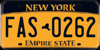 NY license plate FAS0262