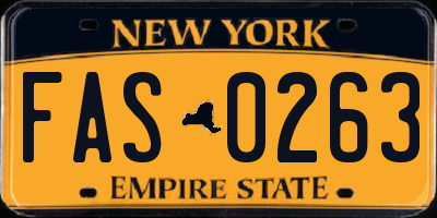 NY license plate FAS0263