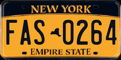 NY license plate FAS0264