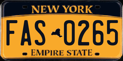 NY license plate FAS0265