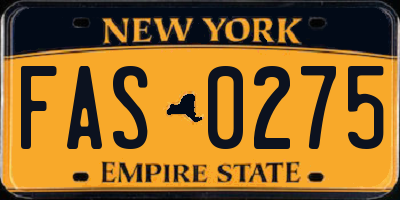 NY license plate FAS0275