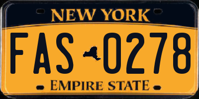 NY license plate FAS0278