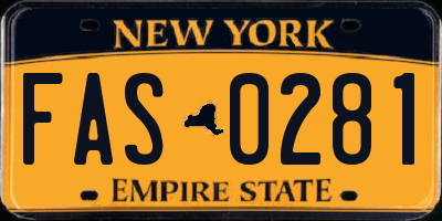 NY license plate FAS0281