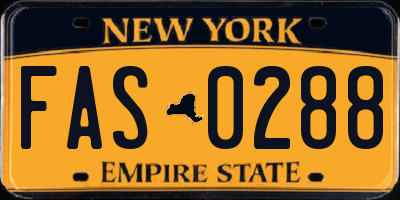 NY license plate FAS0288
