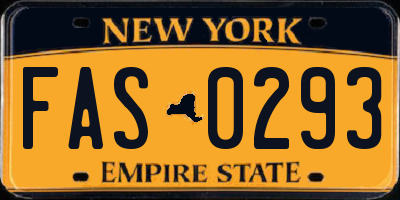 NY license plate FAS0293
