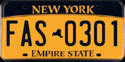 NY license plate FAS0301