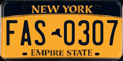 NY license plate FAS0307