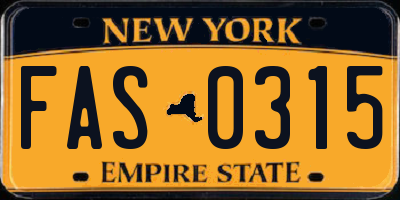 NY license plate FAS0315