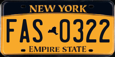 NY license plate FAS0322