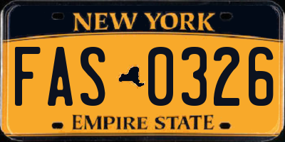 NY license plate FAS0326