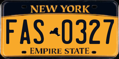 NY license plate FAS0327