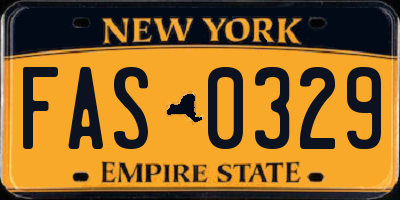 NY license plate FAS0329
