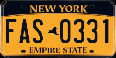 NY license plate FAS0331