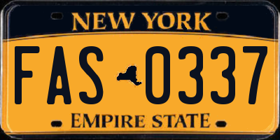 NY license plate FAS0337