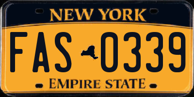 NY license plate FAS0339
