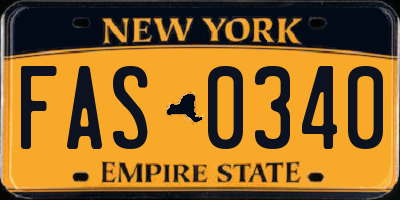 NY license plate FAS0340