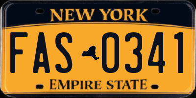 NY license plate FAS0341