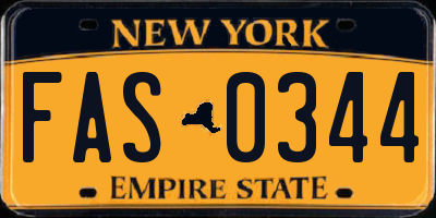 NY license plate FAS0344