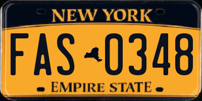 NY license plate FAS0348