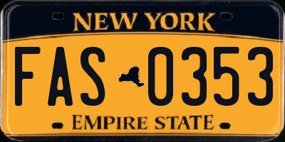 NY license plate FAS0353