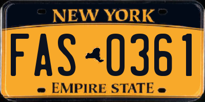 NY license plate FAS0361