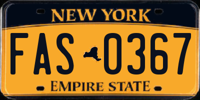 NY license plate FAS0367