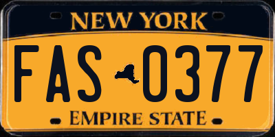 NY license plate FAS0377