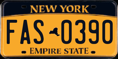 NY license plate FAS0390