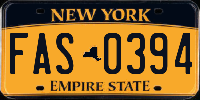 NY license plate FAS0394