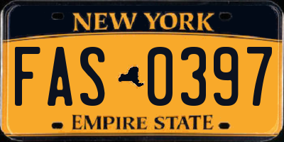 NY license plate FAS0397